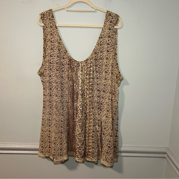 Free People Boho Neutral Gypsy Festival Hippie Oversized Tank Top Size Medium - Picture 1 of 10